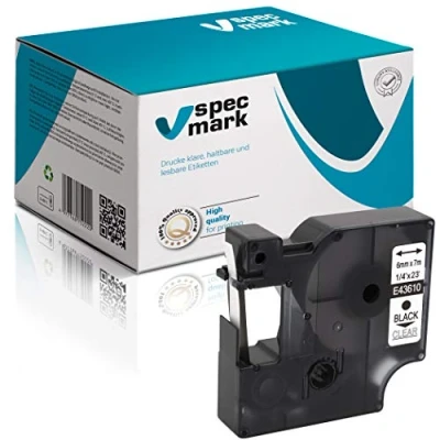 Imagen de Specmark S0720770 Cinta de impresión compatible con DYMO D1 43610, 6 mm x 7 m, color negro sobre transparente (S0720770)