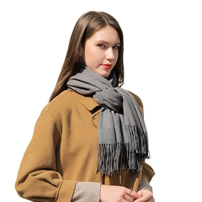 Imagen de MASADA Bufanda de invierno para mujer cálida y suave XXL 200 x 70 cm Gris