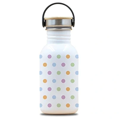 Imagen de LAKEN Botella de Acero Inoxidable con Tapón Rosca y Bamboo Boca Ancha 500ml, Drinklife Moles