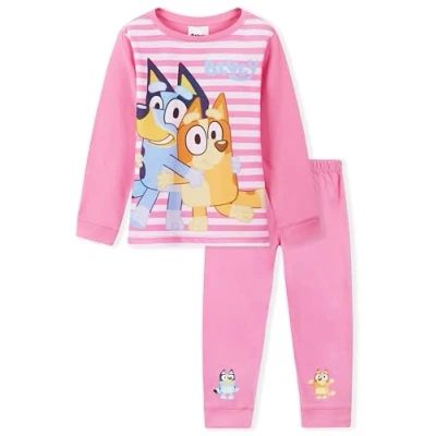 Imagen de Bluey Conjunto Pijama de 2 Piezas para Niña Regalo Niños (Rosa/Blanco, 3 Años)