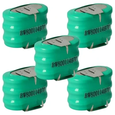 Imagen de vhbw 5X NiMH Batería de botón Repuesto Tipo 3/V150H 3 Pines 150 mAh 3,6 V Compatible para lámparas solares, etc.