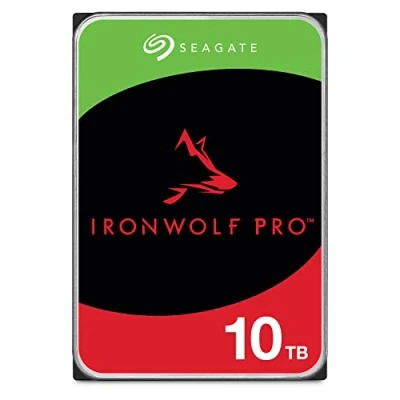 Imagen de Seagate IronWolf Pro, 10 TB, Enterprise HDD interno CMR, 3,5 pulgadas, SATA a 6 Gb/s, 7200 RPM, caché de 256 MB para almacenamiento conectado red RAID, servicios Rescue (ST10000NT001)