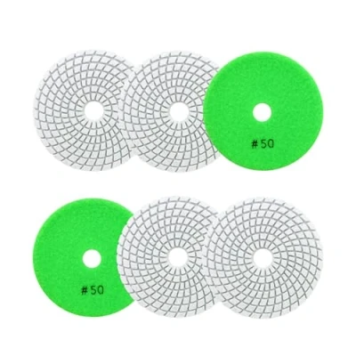 Imagen de SANLEETEK Almohadillas Pulidoras Diamantadas Húmedas 4&quot;/100mm 6piezas Grano 50 Discos Pulido para Granito Mármol Piedra Artificial Cuarzo Amoladora Angular