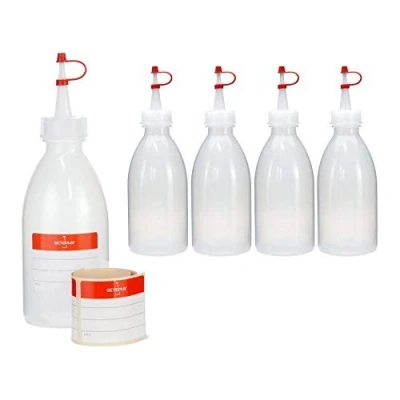 Imagen de 5 Botellas exprimibles de 250 ml, Spray LDPE con Tapa Goteo, Adorno, Botella Decorativa para la Cocina, el Hobby o Laboratorio