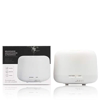 Imagen de HUMIDIFICADOR ULTRASONICO 300ml. Difusor de Aromas con Temporizador. Ultra Silencioso. Apagado Automático. Aceite Esencial. 7 Colores LED. Ambientador Hogar, Bebes, Oficina.