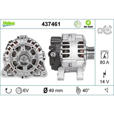 Imagen de VALEO 437461 Alternador 14V 80A PEUGEOT: 206 Hatchback, 207 307 SW, CITROËN: C2 C4 I Coupé