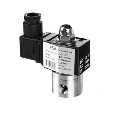 Imagen de FSA Válvula Magnética de Acero Inoxidable 304 1/8&quot; 12V DC 0 10 bar Viton cerrada sin corriente