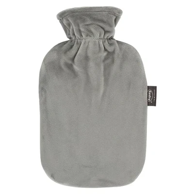 Imagen de Fashy Bolsa de agua caliente con funda flojel, supersuave, color gris, 2,0 L