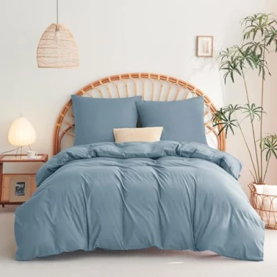 Imagen de WAVVE Funda Nórdica 155x220 cm 1pc con Almohada 80x80 2pcs, Azul Grisáceo