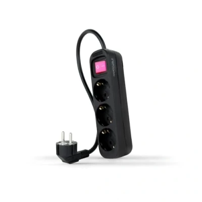 Imagen de Nanocable Regleta 3 Tomas Interruptor Negro