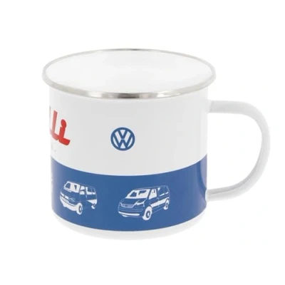 Imagen de BRISA VW Collection Volkswagen Taza grande de esmalte para cafété o cappuccino T1 T5 Bus camping (500 ml/Conductor del Camper/Colorido)