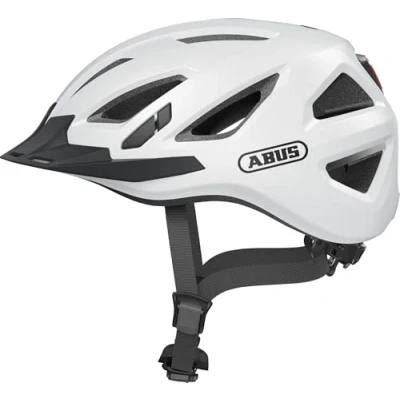 Imagen de ABUS casco urbano Urban I 3.0 de bicicleta con luz trasera, visera y cierre magnético para hombre mujer blanco, talla M