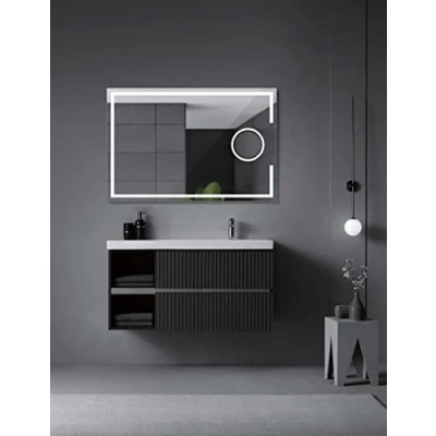 Imagen de Ledimex Espejo de baño LED Cuadrado con Aumento X5 Medida 100 x 80 cm Iluminado por IRC &gt;80 Sensor antivaho on/Off triled Modelo Malta