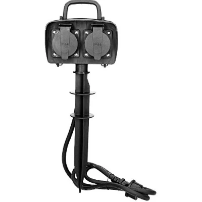 Imagen de ORNO OR AE 13138(GS) Enchufe de jardín (2 enchufes, IP44, resistente al agua, 1,5 m, 3680 W, 16 A)