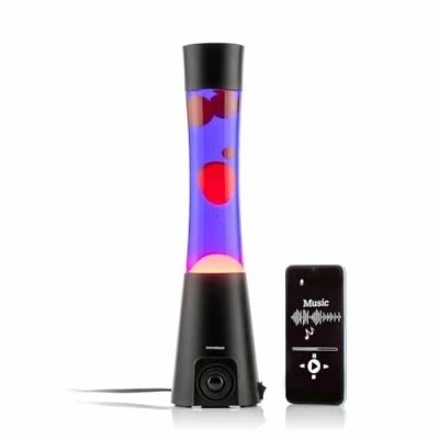 Imagen de InnovaGoods® Lampara de Lava con Altavoz, Lámpara estilo retro, Lamparas mesita noche, Funciona una Bombilla E14 R39. Incluye repuesto. Ideal para habitación, Salón.
