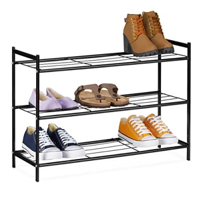 Imagen de Relaxdays Zapatero Metal, 3 Baldas, Organización Zapatos para 9 Pares, 50 x 70 26 cm, Soporte Calzado, Negro, Hierro