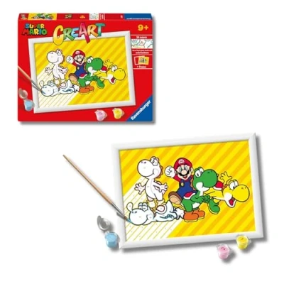 Imagen de Ravensburger CreArt Serie D: Super Mario, Kit para Pintar por Números, Contiene una Tabla Preimpresa, un Pincel, Colores y Accesorios, Juego Creativo Niños Niñas 9+ Años