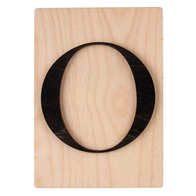 Imagen de Rayher Letra de madera O en 3D, negro, 10,5x14,8 cm, sobre cuadro madera, 63106576