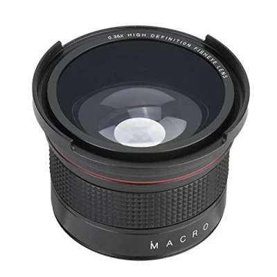 Imagen de awstroe Lente Ojo de pez 58MM 0.35X Súper Gran Angular para Canon/Nikon/Sony/Minolta/Pansonic/Olympus/Pentax SLR DSLR Camera Black