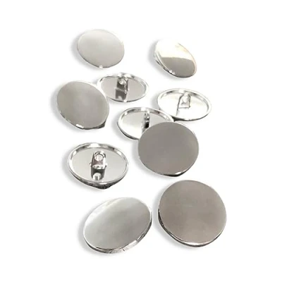 Imagen de Lote de 10 botones con ojales, planos, lisos, plateados, brillantes, 15 mm, 20 22 mm o 25 (25 mm)