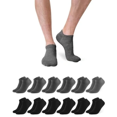 Imagen de Libella Calcetines Tobilleros Mujer Cortos Verano Finos Algodon Deportivos Transpirables Negros Talla 35 38 (12 Pares) negro o gris