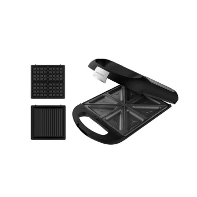 Imagen de Cecotec Sandwichera Rock&#039;nToast Family 3in1. 1500 W, Capacidad para 4 Sandwiches, Revestimiento Antiadherente, 3 Placas Intercambiables, Rapidez y Tostado uniforme, Acero Inox
