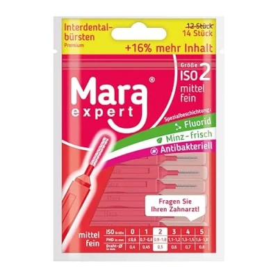 Imagen de Mara Expert Cepillos de dientes para los espacios interdentales con sabor a menta, recubiertos flúor y clorhexidina, aliento fresco, consulte su dentista