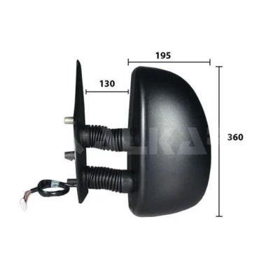 Imagen de espejo retrovisor Alkar 9256961 izquierda manual con gran angular, brazo largo de espejo, convexo para vehíc. volante a la