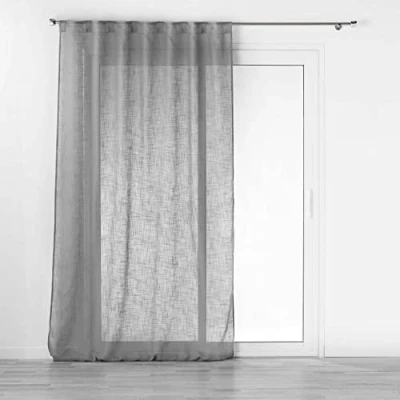 Imagen de Douceur d&#039;Intérieur Suavidad Interior, Visillo con Trabillas Ocultas (140 x 240 cm) Haltona Gris, Efecto Lino Tejido