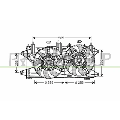 Imagen de PRASCO FT909F008 Ventilador de radiador 280 con bastidor (armazón) FIAT: Doblo I Cargo, Familiar