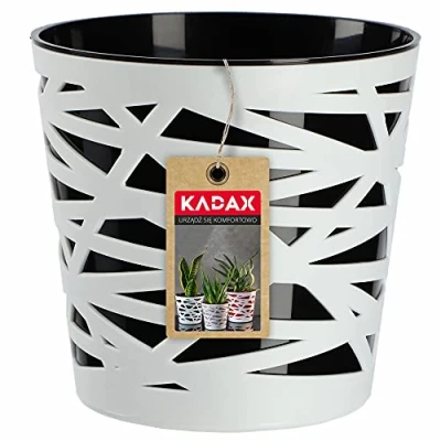 Imagen de KADAX Maceta, macetero, maceta redonda de plástico, para flores, plantas, balcón, interiores, ligera, moderna (19 cm, negro)