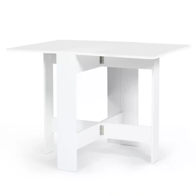 Imagen de IDMarket Mesa consola plegable EDI para 2 4 personas, madera, 103 x 76 cm, color blanco