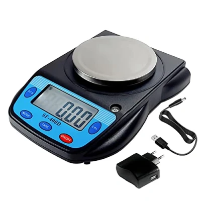 Imagen de Eosphorus báscula electrónica de laboratorio 600 g/0,01 g ciencias cocina alimentos equilibrio preciso para pesar gramos, onzas, quilates, cargador USB y adaptador