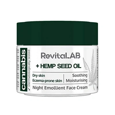 Imagen de RevitaLAB Cannabis Extract Night Emollient Face Cream with Organic Hemp Seed Oil for Deep Nourishment Dermatologically Tested Moisturiser Sensitive Skin, 50 ml