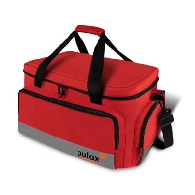 Imagen de Pulox Bolsa de Primeros Auxilios sin contenido médica profesional grande para servicios emergencia y personal médico en rojo/Vacía