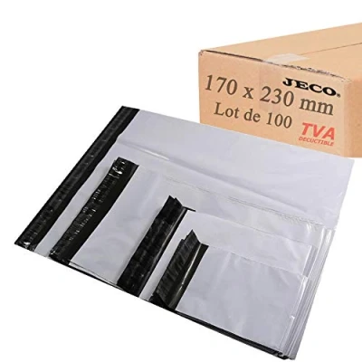 Imagen de 100 sobre de plástico envío 17 x 30 mm + 40 solapa ripstop blanco opaco