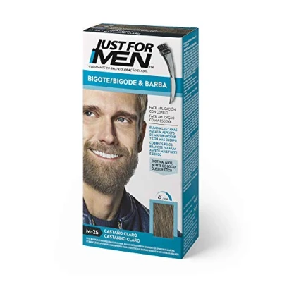 Imagen de Just For Men, Tinte Colorante en gel para barba y bigote hombre. Elimina las canas cuida la 5 minutos. Castaño Claro, 15 ml (Formula Mejorada)