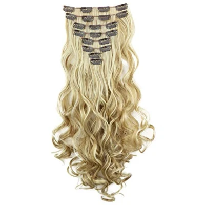 Imagen de CAISHA XXL Juego De 8 Extensiones Clip Extender El Cabello Sintético Ondulado Pelo Largo Rubio Mix CES14 1