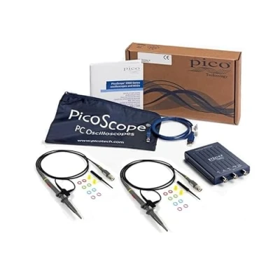 Imagen de Pico Technology PicoScope osciloscopio digital de 2 canales, 2204A, kit 10 MHz, incluye cabezales táctiles y software PS7 para Windows, Mac, Linux con funda transporte suave