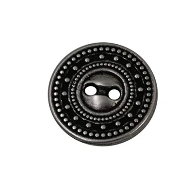Imagen de 10 unidades de 2 agujeros plateados con botones negros metal 11 mm, 15 18 mm o 20 (15 mm)