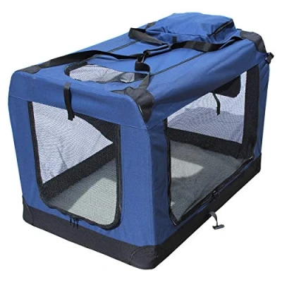 Imagen de Transportin para perros plegable Yatek de entradas laterales y superiores con alta visibilidad, confort seguridad tu mascota tamaño XXXL (102 x 69 cm)