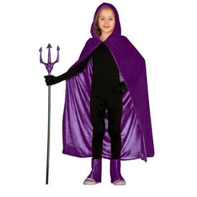 Imagen de Fiestas GUIRCA Capa de Terciopelo con Capucha (100 cm) Accesorio Disfraz para Halloween y Diablos Demonios Ideal Niños Morado