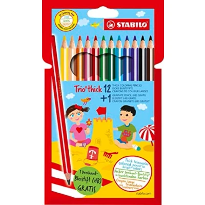 Imagen de STABILO Lápices de colores triangulares Trio gruesos, 12+1 PromoEtui