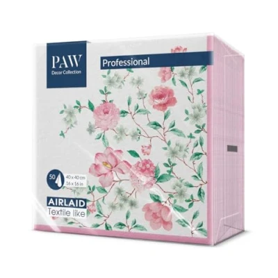 Imagen de PAW Servilletas Papel Airlaid (40 x 40 cm) I 50 Piezas de Tela Ideal para Bodas, Bautizos, Comuniones, Cumpleaños Decoración Mesa Similar al Tejido Temporada Rosa