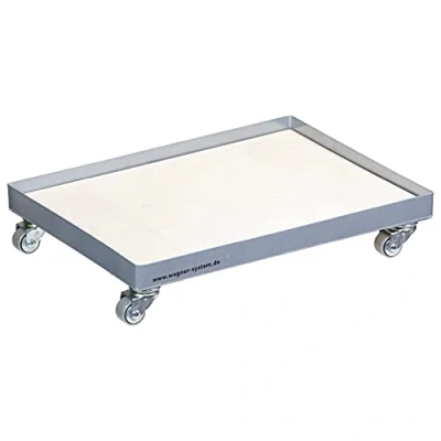 Imagen de WAGNER Plataforma de Carga MM 1184 41 x 31 cm Ideal para Cajas Apilables Estandarizadas y Bebidas, 100 kg Máxima, Placa Desmontable, Ruedas Giratorias Blandas, Estable 20118401