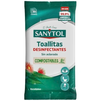 Imagen de Sanytol Toallitas Desinfectantes Multiusos, Eliminan Bacterias, Hongos y Virus Sin Lejía, Perfume Eucaliptus 30