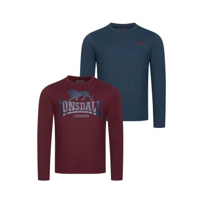 Imagen de Lonsdale Normale Passform Doppelpack Ayrshire Camiseta de manga larga, Hombre, Talla: Medium, Dark navy oxblood