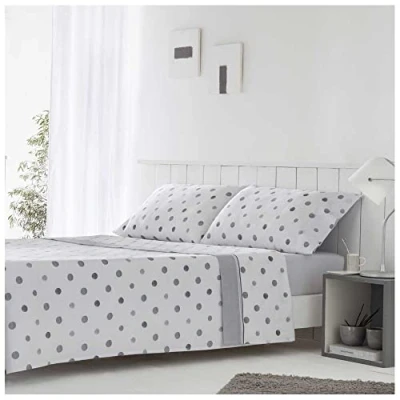 Imagen de COTTON ARTean Juego de sabanas GAMIZ Gris Cama 160 x 190/200. 50% ALGODÓN Poliester.
