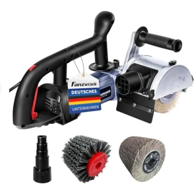 Imagen de FANZWORK V2 1500 vatios satinadora para renovar superficies de todo tipo, con conexión aspiradora, control velocidad, empuñadura bola, cepillo latón &amp; nylon lija