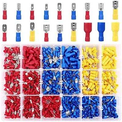 Imagen de Pluworks Conectores Eléctricos, 900 piezas Terminales Faston Aislados Eléctricamente, Pala